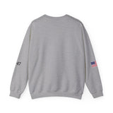 Trump 2028 American Flag & 45-47 on Sleeves Heavy Blend Crewneck Sweatshirt/Sweater