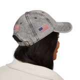 Embroidered Vintage American Flag Cap — Distressed Red Baseball Hat