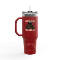 Alligator Alcatraz Gator wearing ICE hat on 40oz Insulated Travel Mug