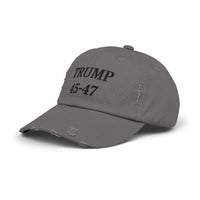 Trump 45-47 Distressed Hat Vintage Worn Tattered Design