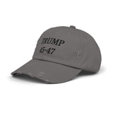 Trump 45-47 Distressed Hat Vintage Worn Tattered Design