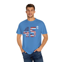 Trump 45 Squared T-Shirt with American Flag Lettering