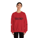 Trump 45-47 & American Flag on Sleeves Heavy Blend Crewneck Sweatshirt/Sweater