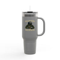 Alligator Alcatraz Gator wearing ICE hat on 40oz Insulated Travel Mug