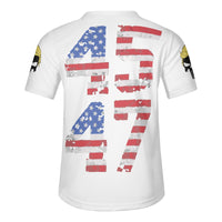 45-47 Trump 2024 Mens Short Sleeve Baseball Jersey w/ Punisher Logo on Sleeves