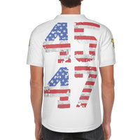 45-47 Trump 2024 Mens Short Sleeve Baseball Jersey w/ Punisher Logo on Sleeves