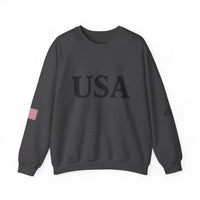 USA Trump 45-47 & American Flag on Sleeves Heavy Blend Crewneck Sweatshirt/Sweater