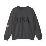 USA Trump 45-47 & American Flag on Sleeves Heavy Blend Crewneck Sweatshirt/Sweater