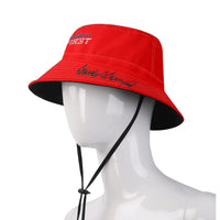 America First Summer Bucket Hat w/ Trump Signature Brim - RED