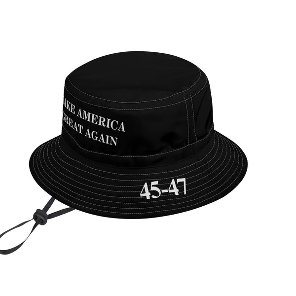 Make America Great Again 45-47 Black Bucket Hat Make America Great Again 45-47 Black Bucket Hat