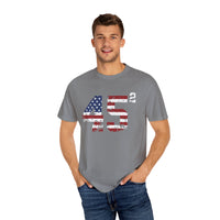 Trump 45 Squared T-Shirt with American Flag Lettering