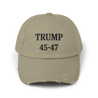 Trump 45-47 Distressed Hat Vintage Worn Tattered Design