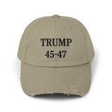 Trump 45-47 Distressed Hat Vintage Worn Tattered Design
