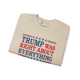 Trump Was Right About Everything 45-47 & American Flag on Sleeves Heavy Blend Crewneck Sweatshirt/Sweater