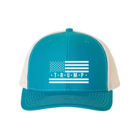 Trump Flag Snapback Trucker Hat with White American Flag