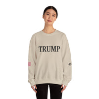 Trump 45-47 & American Flag on Sleeves Heavy Blend Crewneck Sweatshirt/Sweater