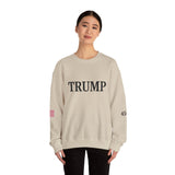 Trump 45-47 & American Flag on Sleeves Heavy Blend Crewneck Sweatshirt/Sweater