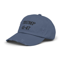 Trump 45-47 Distressed Hat Vintage Worn Tattered Design