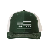 Trump Flag Snapback Trucker Hat with White American Flag
