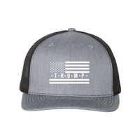 Trump Flag Snapback Trucker Hat with White American Flag