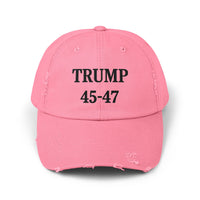 Trump 45-47 Distressed Hat Vintage Worn Tattered Design