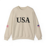 USA Sweatshirt/Sweater American Flag on Sleeves Heavy Blend Crewneck