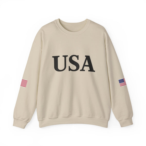 USA Sweatshirt/Sweater American Flag on Sleeves Heavy Blend Crewneck