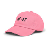 Trump 45-47 Distressed Hat Vintage-Style MAGA Cap with DTG Printing