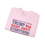 Trump Was Right About Everything 45-47 & American Flag on Sleeves Heavy Blend Crewneck Sweatshirt/Sweater