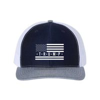 Trump Flag Snapback Trucker Hat with White American Flag