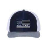 Trump Flag Snapback Trucker Hat with White American Flag