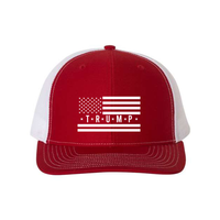 Trump Flag Snapback Trucker Hat with White American Flag