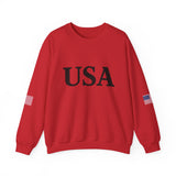 USA Sweatshirt/Sweater American Flag on Sleeves Heavy Blend Crewneck