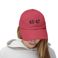 Trump 45-47 Distressed Hat Vintage-Style MAGA Cap with DTG Printing