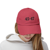 Trump 45-47 Distressed Hat Vintage-Style MAGA Cap with DTG Printing