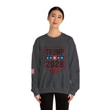 Trump 2028 American Flag & 45-47 on Sleeves Heavy Blend Crewneck Sweatshirt/Sweater