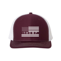 Trump Flag Snapback Trucker Hat with White American Flag