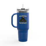 Alligator Alcatraz Gator wearing ICE hat on 40oz Insulated Travel Mug