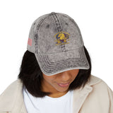 Embroidered Vintage American Flag Cap — Distressed Red Baseball Hat