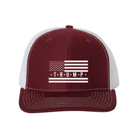 Trump Flag Snapback Trucker Hat with White American Flag