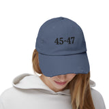 Trump 45-47 Distressed Hat Vintage-Style MAGA Cap with DTG Printing