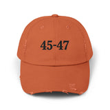 Trump 45-47 Distressed Hat Vintage-Style MAGA Cap with DTG Printing