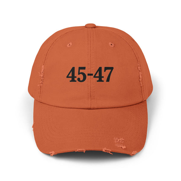 Trump 45-47 Distressed Hat Vintage-Style MAGA Cap with DTG Printing