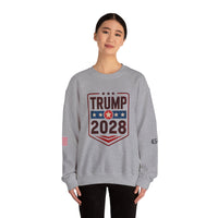 Trump 2028 American Flag & 45-47 on Sleeves Heavy Blend Crewneck Sweatshirt/Sweater