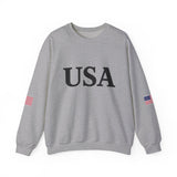 USA Sweatshirt/Sweater American Flag on Sleeves Heavy Blend Crewneck