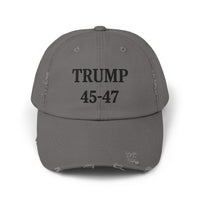 Trump 45-47 Distressed Hat Vintage Worn Tattered Design