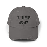 Trump 45-47 Distressed Hat Vintage Worn Tattered Design
