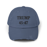 Trump 45-47 Distressed Hat Vintage Worn Tattered Design