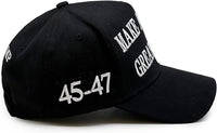 Trump 2024 Make America Great Again Hat with Big Letters Black MAGA 45-47 Side