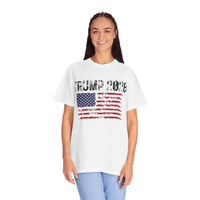 Tattered Design - Trump 2028 White T-Shirt w American Flag